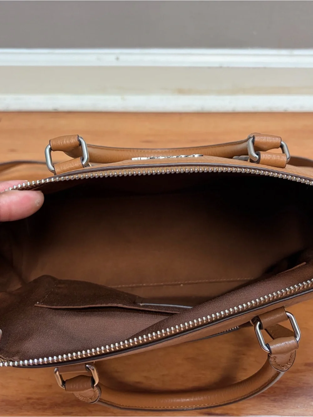Coach Tan Pebbled Leather Satchel with Matching Wallet